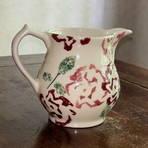 Vintage Hartstone Pottery Pitcher Artist Mark Burgundy Green Cream 5-1/2"x 7